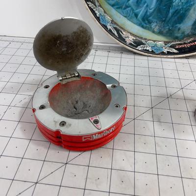 Budweiser Tray, Marlboro Ashtray and RC Cola Cup Holder  VINTAGE 