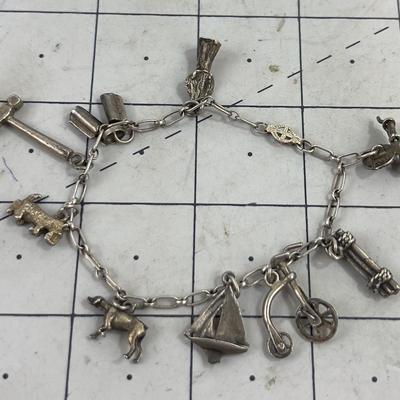 Sterling Silver Charm Bracelet, VINTAGE
