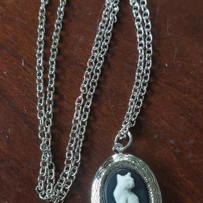 Cat locket necklace