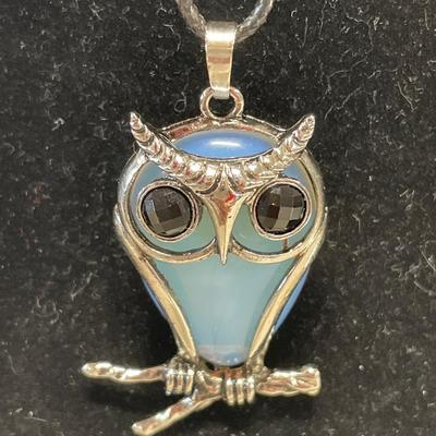 Incredible opalite and sterling earrings with opalite owl necklace