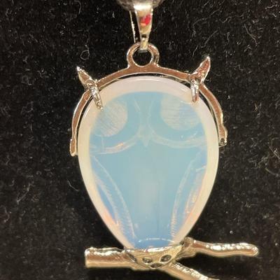 Incredible opalite and sterling earrings with opalite owl necklace