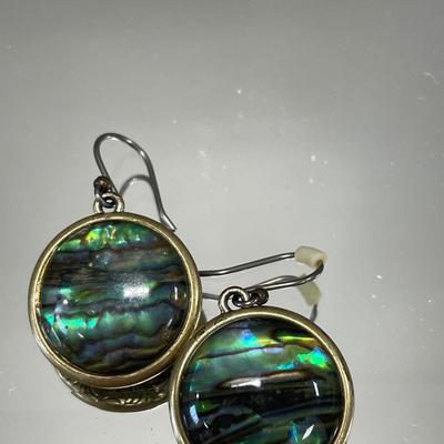 Abolone sterling necklace and abolone earrings