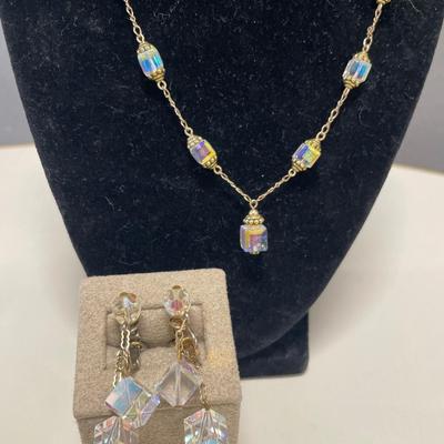 14k GF Austrian crystal necklace and earrings