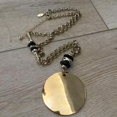 Vintage Chicos, gold tone, medallion pendant, statement, necklace