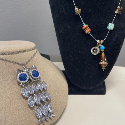 Park Lane owl necklace and Treska stone necklace