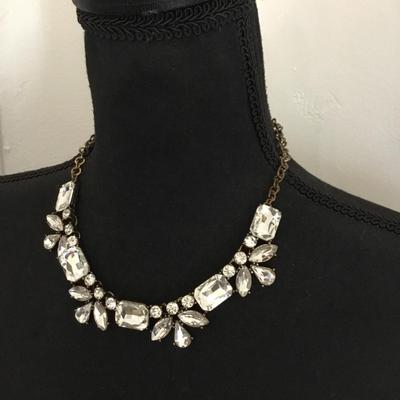 Beautiful, vintage, bronze, gold, toned, jcrew, rhinestone statement, necklace