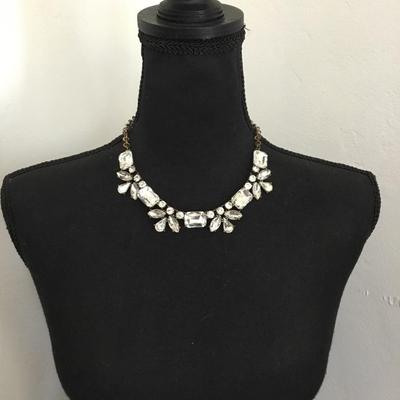 Beautiful, vintage, bronze, gold, toned, jcrew, rhinestone statement, necklace