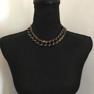 Beautiful vintage, dark bronze, toned statement, collar statement, necklace