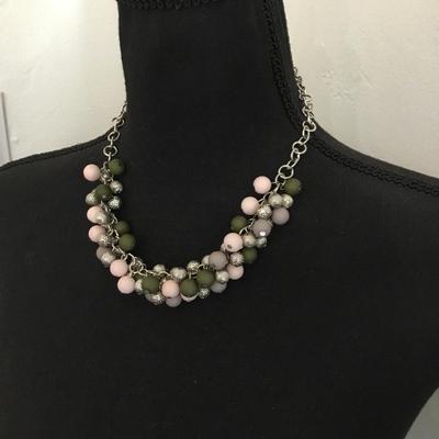 Cute, silver, toned, multicolored statement, necklace