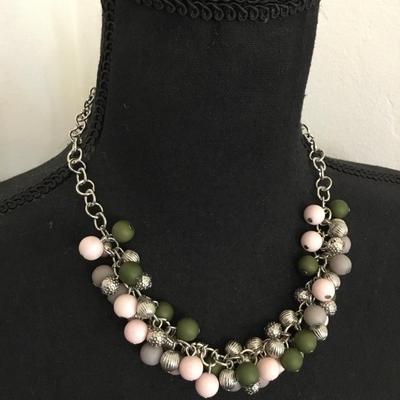 Cute, silver, toned, multicolored statement, necklace
