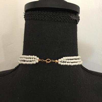 Vintage faux pearl, three strand, elegant necklace