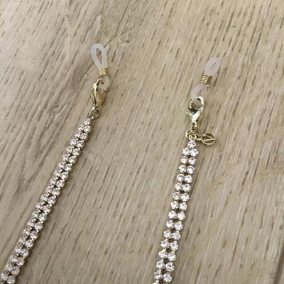 Cute, gold tone, rhinestone eyeglass lanyard