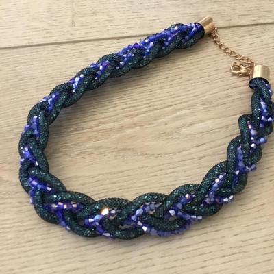 Beautiful, vintage mesh, loose, rhinestone, braided collar, statement, necklace