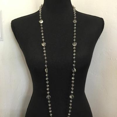 Beautiful smoky Crystal or faceted glass long necklace very beautiful