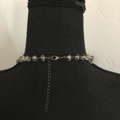 Beautiful smoky Crystal or faceted glass long necklace very beautiful