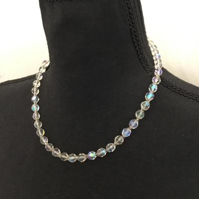 Gorgeous vintage, Aurora Borealis, Australian, crystal round faceted, bead necklace