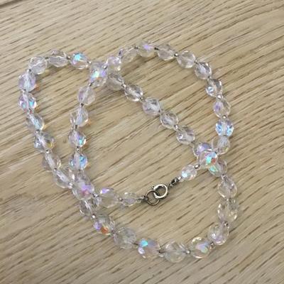 Gorgeous vintage, Aurora Borealis, Australian, crystal round faceted, bead necklace