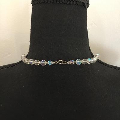 Gorgeous vintage, Aurora Borealis, Australian, crystal round faceted, bead necklace