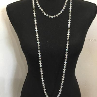 Gorgeous aurora, borealis crystal double knotted necklace