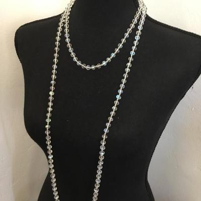 Gorgeous aurora, borealis crystal double knotted necklace