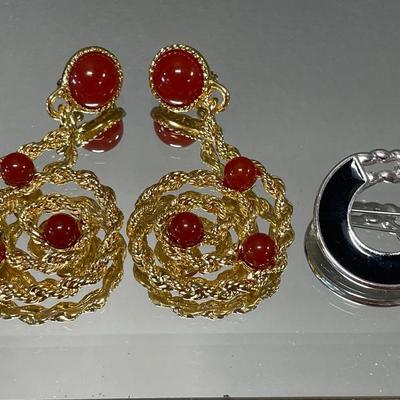 Vintage Avon earrings and pin