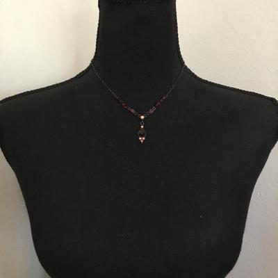 2028 Art Deco style red crystal rhinestone necklace very beautiful