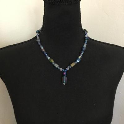 Beautiful art glass bead necklace with toggle clasp