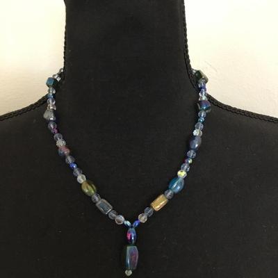Beautiful art glass bead necklace with toggle clasp