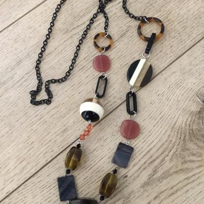 Super cute acrylic, bead, black chain statement, necklace