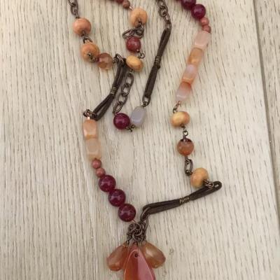 Beautiful copper, toned, gemstone, healing stone necklace very nice very beautiful