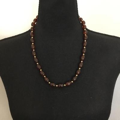 Vintage faux Root beer glass barrel necklace with barrel clasp