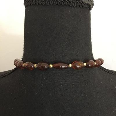 Vintage faux Root beer glass barrel necklace with barrel clasp