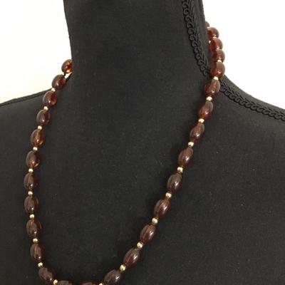 Vintage faux Root beer glass barrel necklace with barrel clasp