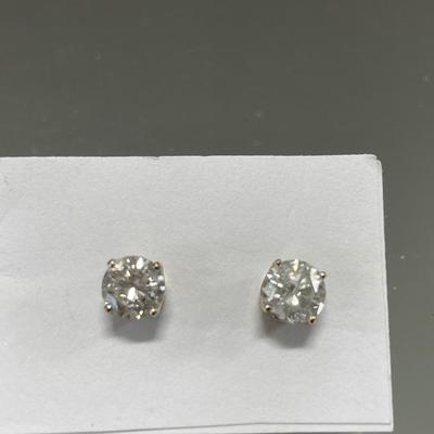 14 kt post with 1 carat diamond post earrings