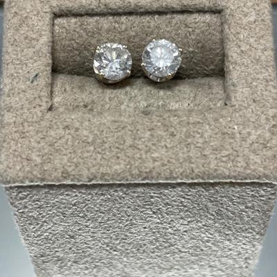 14 kt post with 1 carat diamond post earrings