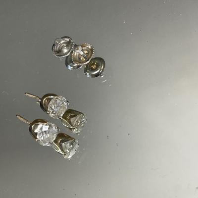 14 kt post with 1 carat diamond post earrings