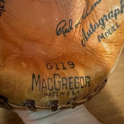 Signed Baseball with MacGregor Leather Baseball Gloves