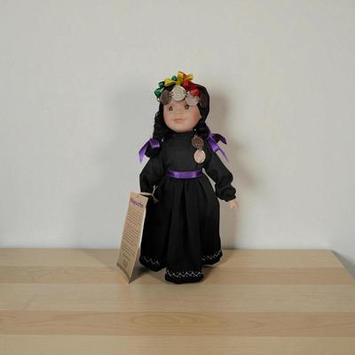 Porcelaine Mapuche Doll from Chile with Traditional Chile Attire