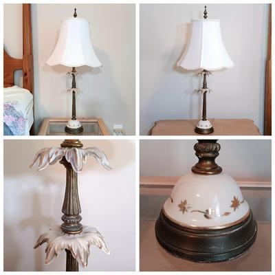 LOT 2: Pair of Vintage Porcelain and Metal Lamps