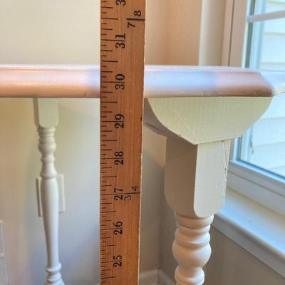 LOT 41: Metal Table Lamp with Hexagon Floral Lamp Shade with Painted White Wooden Table