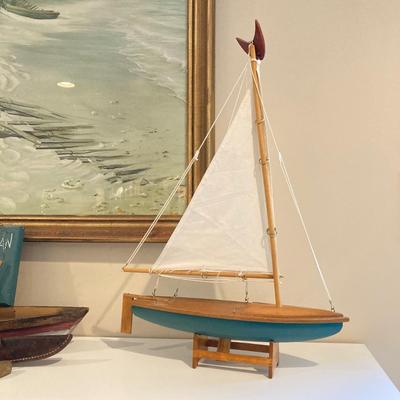 LOT 43: Collection of Nautical Decor - Wall Art, Model Ships, Forschner Knives, Glass Bottle and More