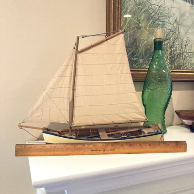 LOT 43: Collection of Nautical Decor - Wall Art, Model Ships, Forschner Knives, Glass Bottle and More