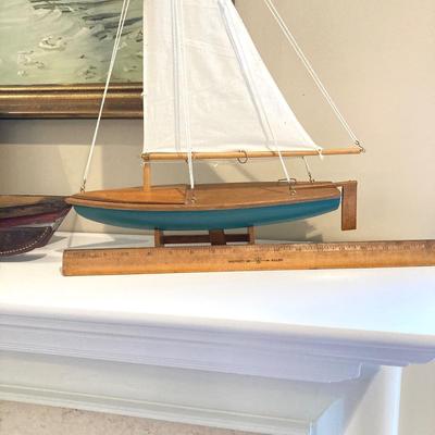 LOT 43: Collection of Nautical Decor - Wall Art, Model Ships, Forschner Knives, Glass Bottle and More