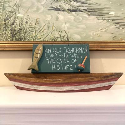 LOT 43: Collection of Nautical Decor - Wall Art, Model Ships, Forschner Knives, Glass Bottle and More