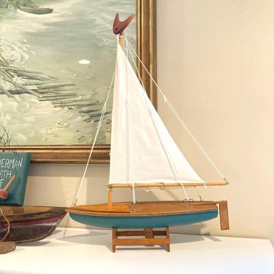 LOT 43: Collection of Nautical Decor - Wall Art, Model Ships, Forschner Knives, Glass Bottle and More