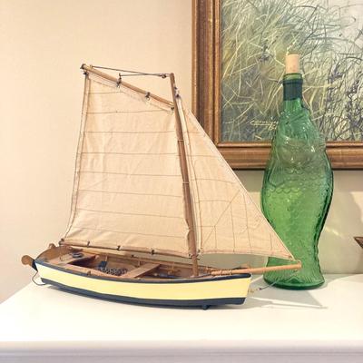 LOT 43: Collection of Nautical Decor - Wall Art, Model Ships, Forschner Knives, Glass Bottle and More