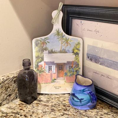 LOT 44: Nautical Collection - Signed and Framed Artwork, Made for Magnolia by Emily West Shrimp Casserole Dish, Bermuda Cutting Board,...