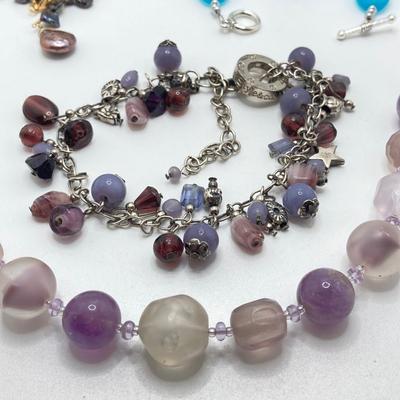 LOT 47: Collection of Glass, Stone and Abalone Shell Jewelry