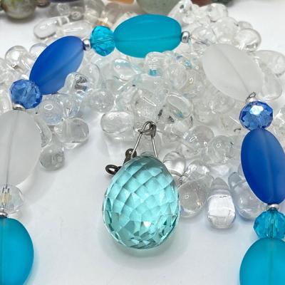 LOT 47: Collection of Glass, Stone and Abalone Shell Jewelry