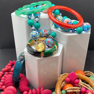 LOT 48: Colorful Fashion Jewelry - Bracelets, Necklaces and More (